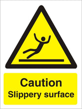 SECO Warning Safety Sign Caution Slippery Surface Semi Rigid Plastic 150 x 200mm - W134SRP150X200